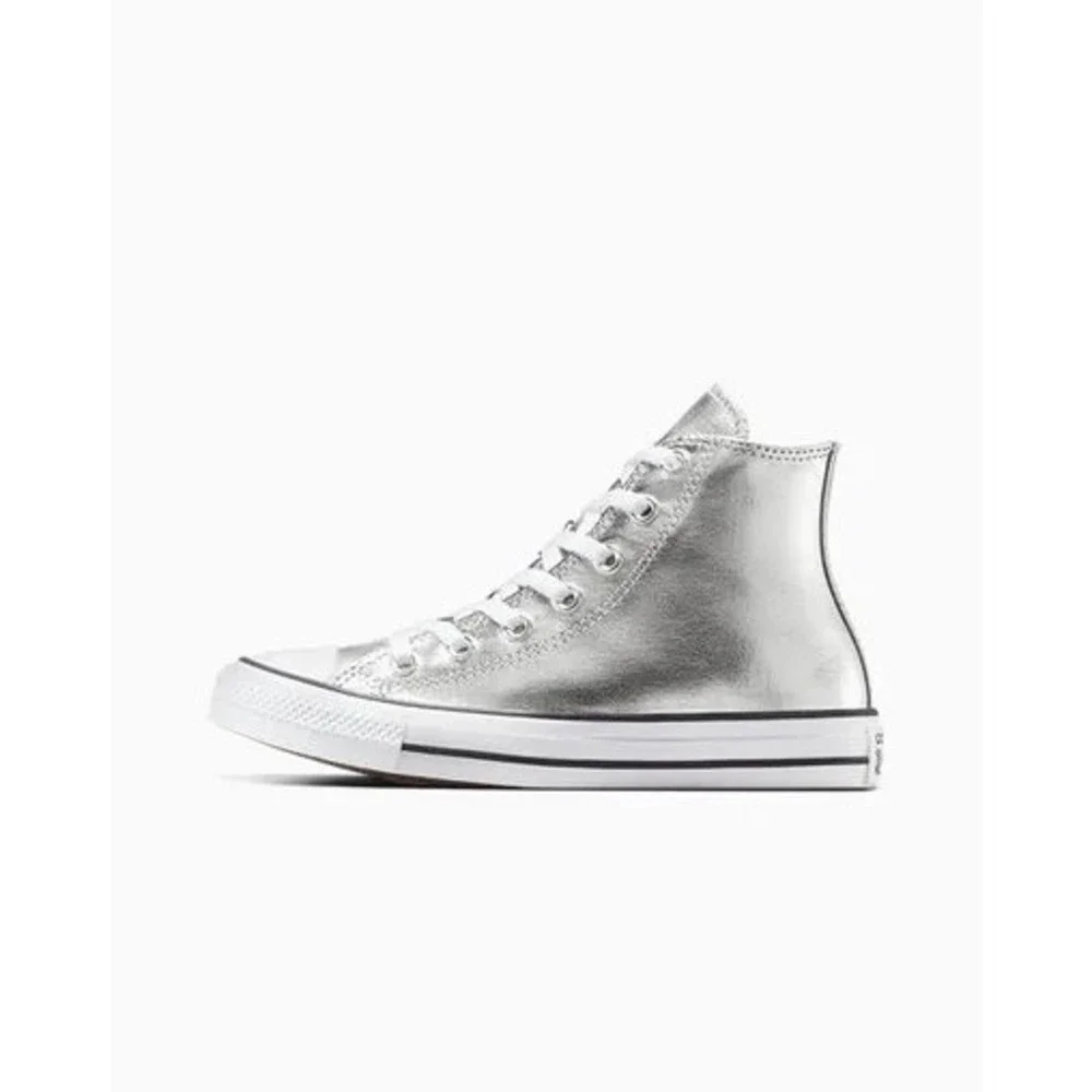 NEW W8 Unisex CONVERSE Chuck Taylor ALL STAR HI Metallic Canvas Silver (A14875C)